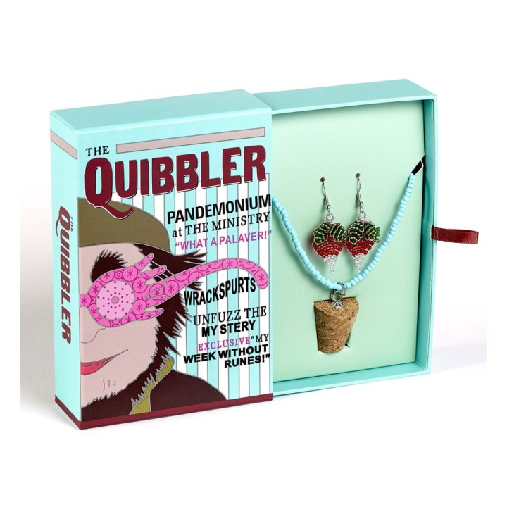 Harry Potter: Quidditch Collar con colgante de corcho con cuentas Luna y Pendientes de rábano Set de regalo