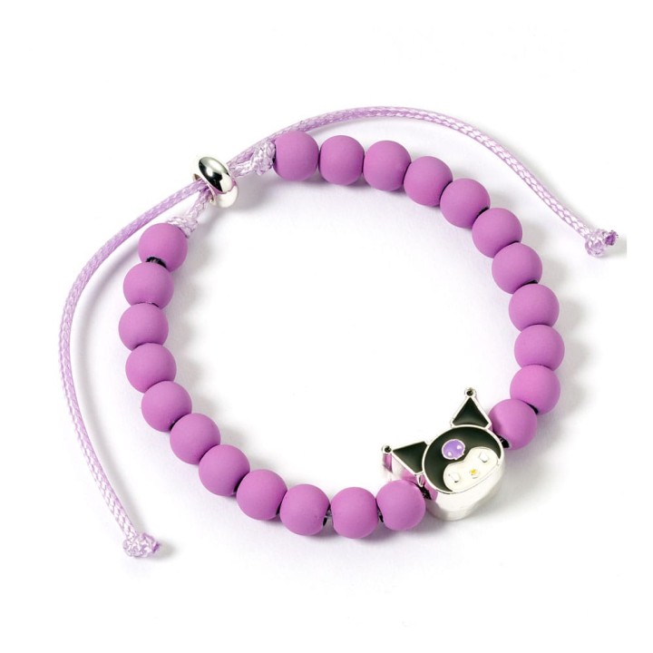 Hello Kitty Pulsera cuentas moradas y Colgante Kuromi 21 cm