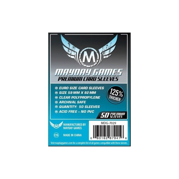 Mayday -[7029] Premium Euro Card Sleeve (125% thicker) (Pack of 50) -59 MM X 92 MM