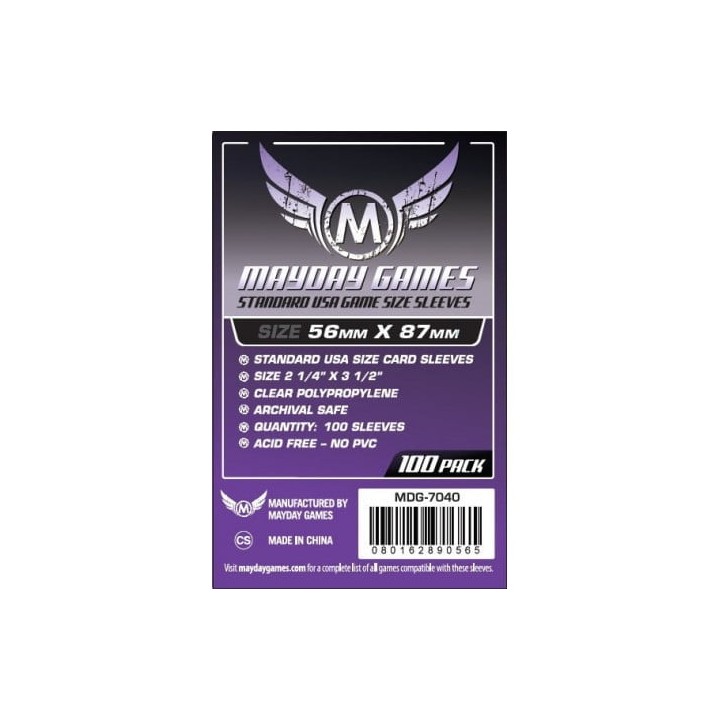 Mayday -[7040] Standard USA Game Size Sleeves 56 MM X 87 MM (100 pack) (Purple)