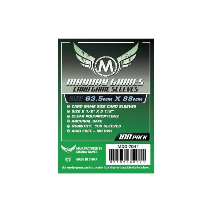 Mayday -[7041] Card Game Sleeves (Pack of 100) 63.5X 88 MM (Green)