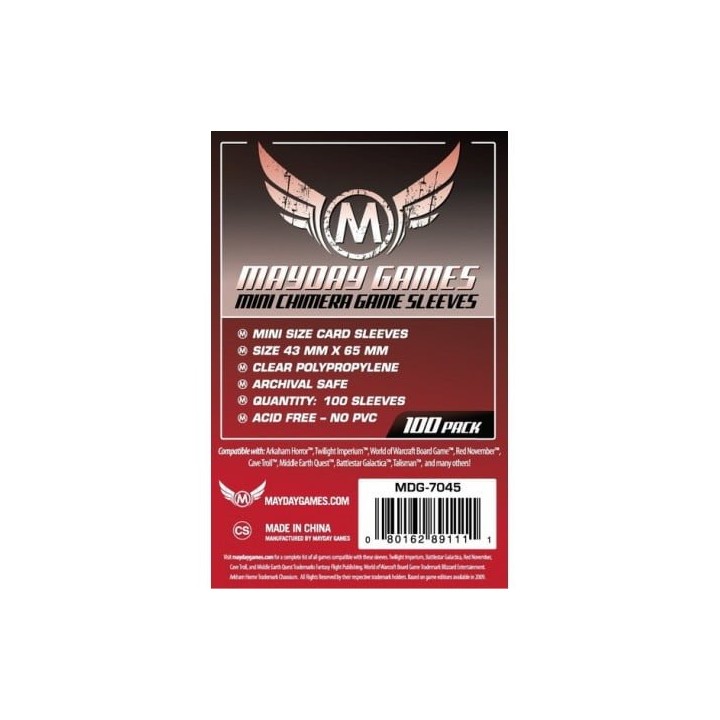 Mayday -[7045] Mini Chimera Game Sleeves 43 X 65 MM (100 Pack) (Red)