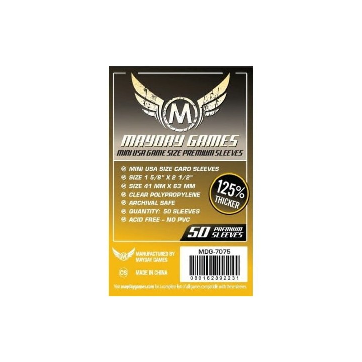 Mayday -[7075] Premium Mini USA Sleeves 41 X 63 MM (50 pack) (Dark Yellow)