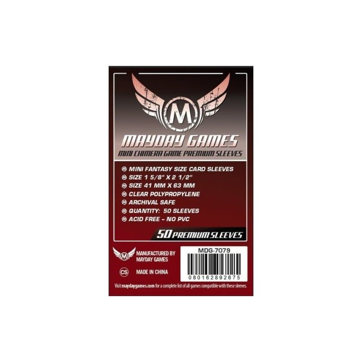 Mayday -[7079] Premium Mini Chimera Game Sleeves 43 X 65 MM (50 Pack) (Dark Red)