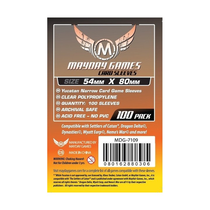Mayday -[7109] Yucatan Narrow Card Game Sleeves 54 X 80 MM (100 pack)
