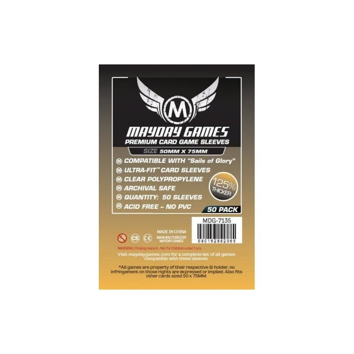 Mayday -[7135] Premium Custom Card Sleeves (Sails of Glory* Sized) 50 X 75 MM