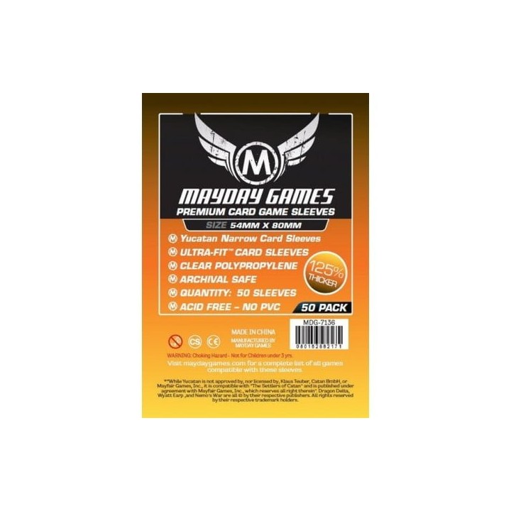 Mayday -[7136] Premium Yucatan Narrow Card Game Sleeves 54 X 80 MM (50 pack)