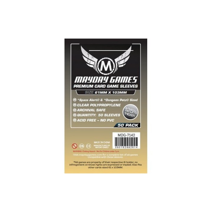 Mayday -[7142] Premium Space Card Sleeve: 61 X 103 MM Space Alert / Dungeon Petz
