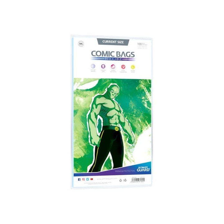 Ultimate Guard Comic Bags Bolsas con cierre reutilizable de Comics Current Size (100)