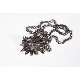 Witcher III Wild Hunt Medall?n con luz con Collar Wolf
