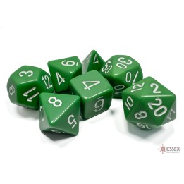 Chessex Opaque Polyhedral 7-Die Sets - Green w/white