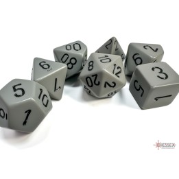 Chessex Opaque Polyhedral 7-Die Sets - Grey w/black
