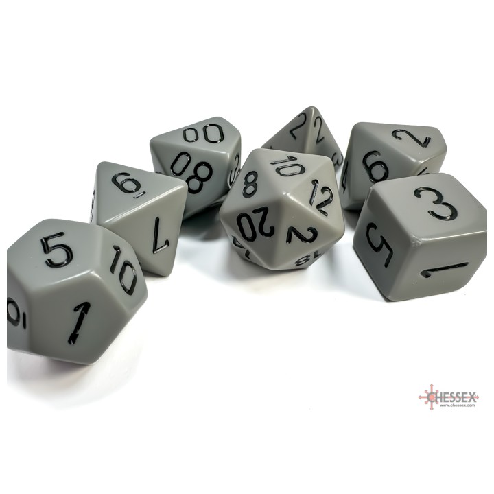 Chessex Opaque Polyhedral 7-Die Sets - Grey w/black
