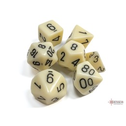 Chessex Opaque Polyhedral 7-Die Sets - Ivory w/black