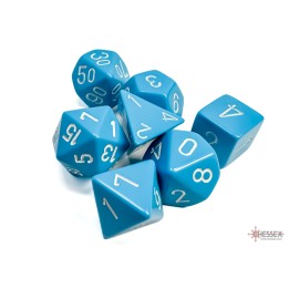 Chessex Opaque Polyhedral 7-Die Sets - Light Blue w/white