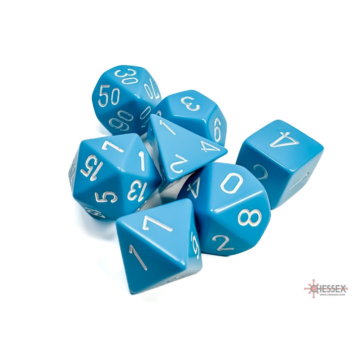 Chessex Opaque Polyhedral 7-Die Sets - Light Blue w/white