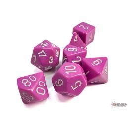 Chessex Opaque Polyhedral 7-Die Sets - Light Purple w/white