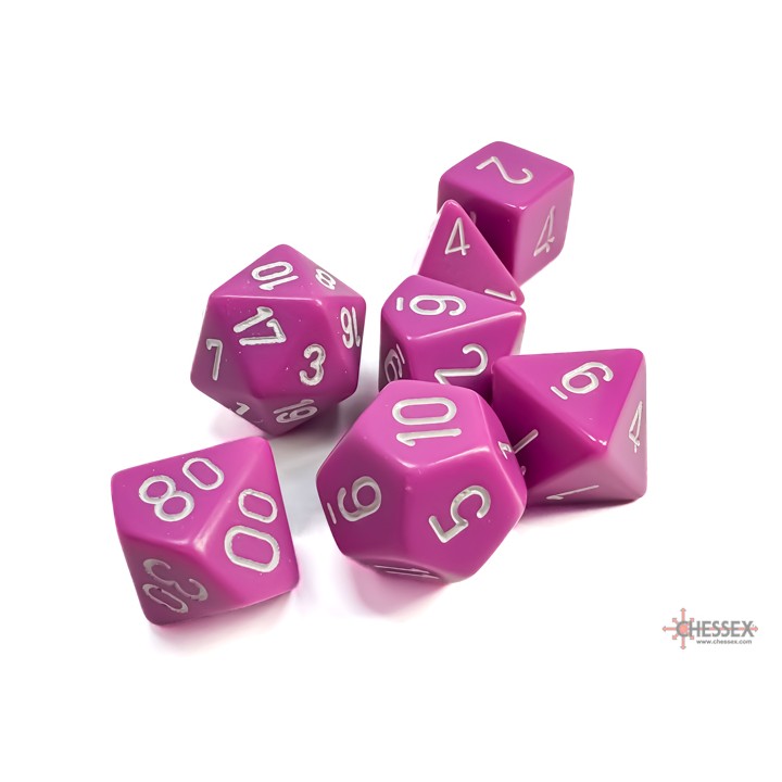 Chessex Opaque Polyhedral 7-Die Sets - Light Purple w/white