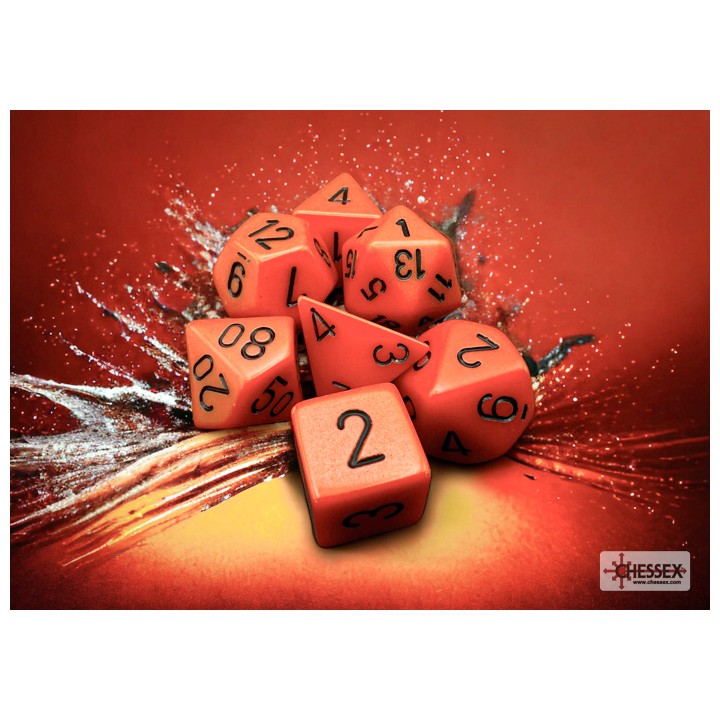 Chessex Opaque Polyhedral 7-Die Sets - Orange w/black