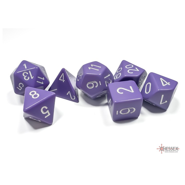 Chessex Opaque Polyhedral 7-Die Sets - Purple w/white