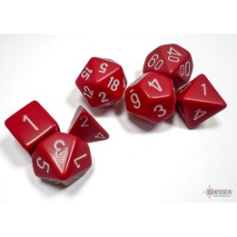 Chessex Opaque Polyhedral 7-Die Sets - Red w/white