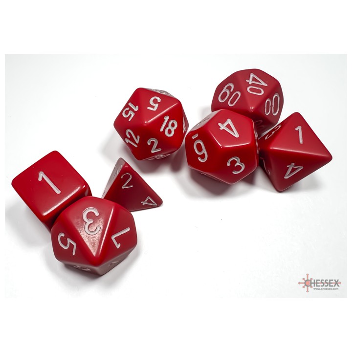 Chessex Opaque Polyhedral 7-Die Sets - Red w/white