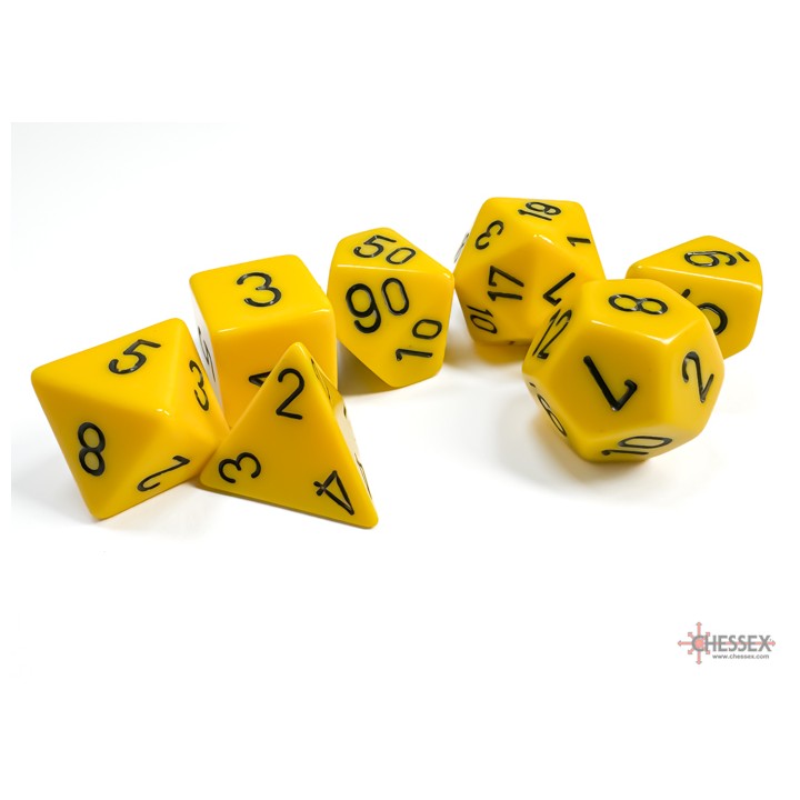 Chessex Opaque Polyhedral 7-Die Sets - Yellow w/black