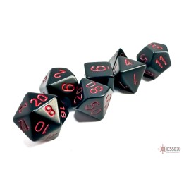 Chessex Opaque Polyhedral 7-Die Sets Black w/red