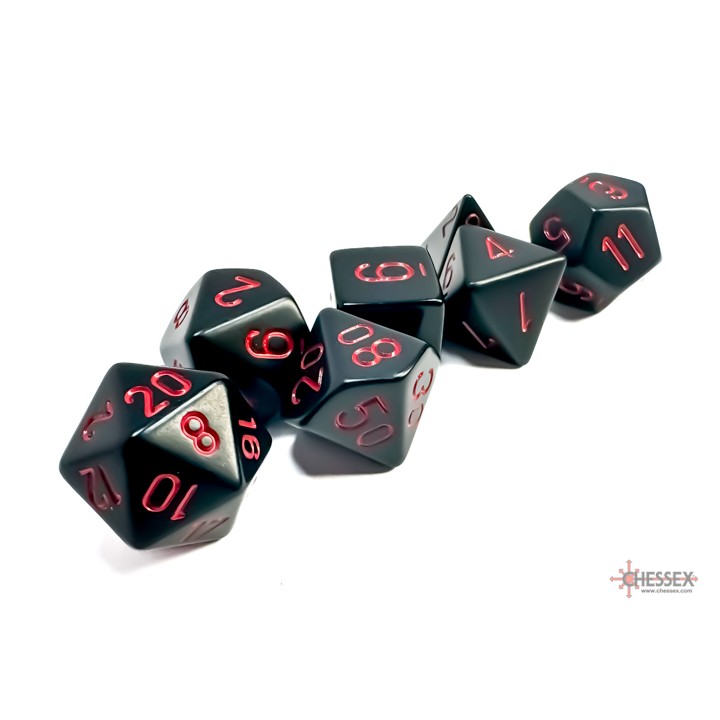 Chessex Opaque Polyhedral 7-Die Sets Black w/red