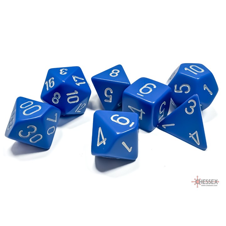 Chessex Opaque Polyhedral 7-Die Sets Blue w/white